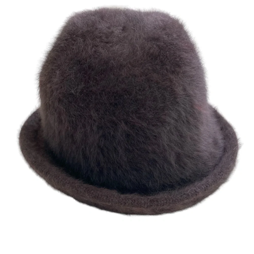 Shihreen Hat Turn Brim Fedora Textured Brown‎ Angora Blend (One Size)